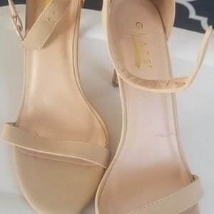 Nude strappy heels